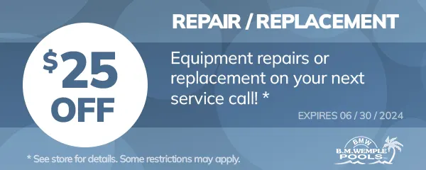 $25 off equipment repair or replacement - some restrictions apply